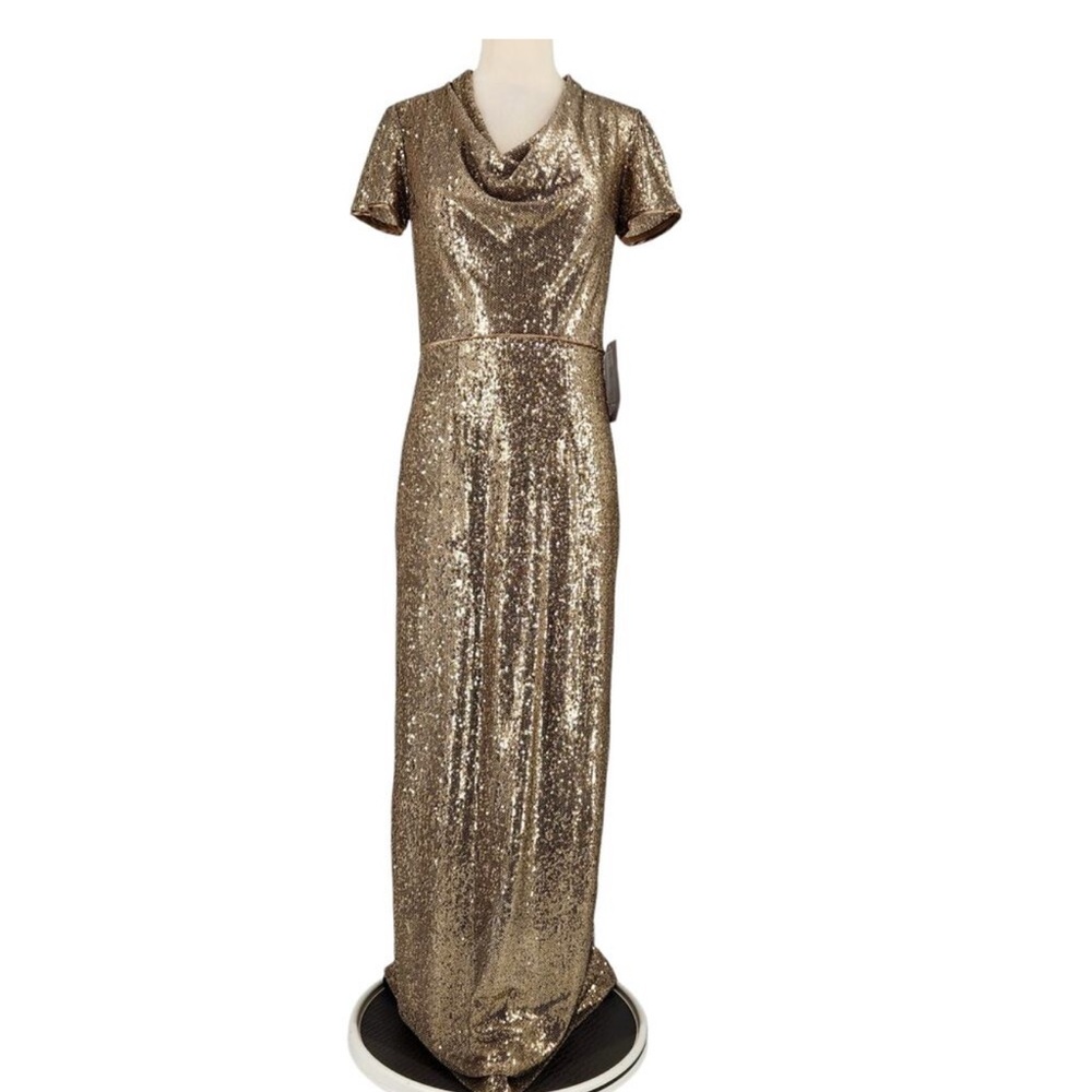 JS Collections Gold Sequin Gown